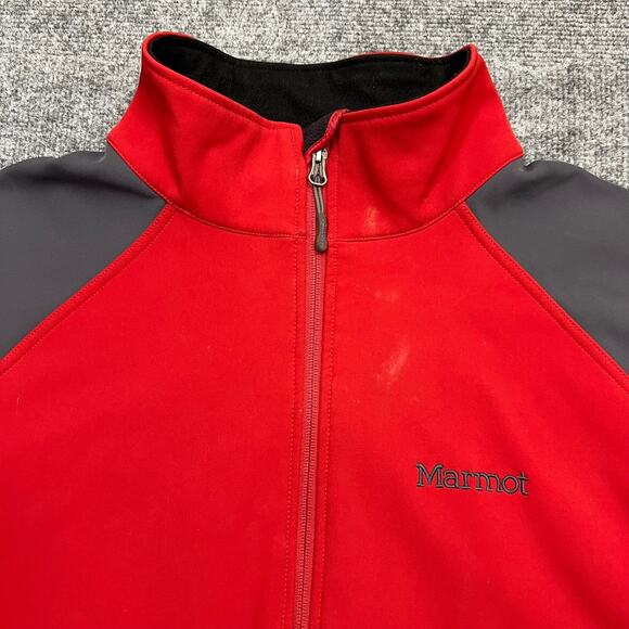 Marmot Gravity Softshell Jacket Men's XL Red Gray Fleece Lined Stretch Full Zip - Picture 7 of 15